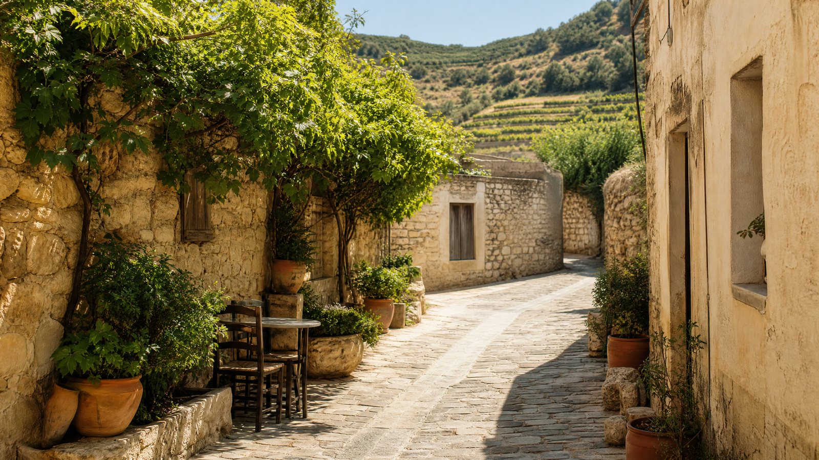 A stone village lane in Archanes